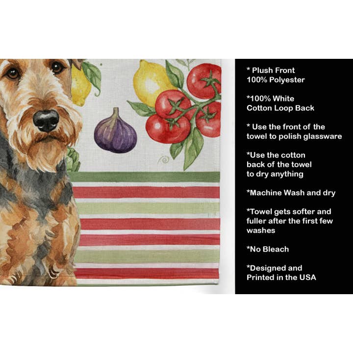 Caroline's Treasures - Wholesale Hand Towel - Grizzle Airedale Terrier Vegetables Towel WDK80682