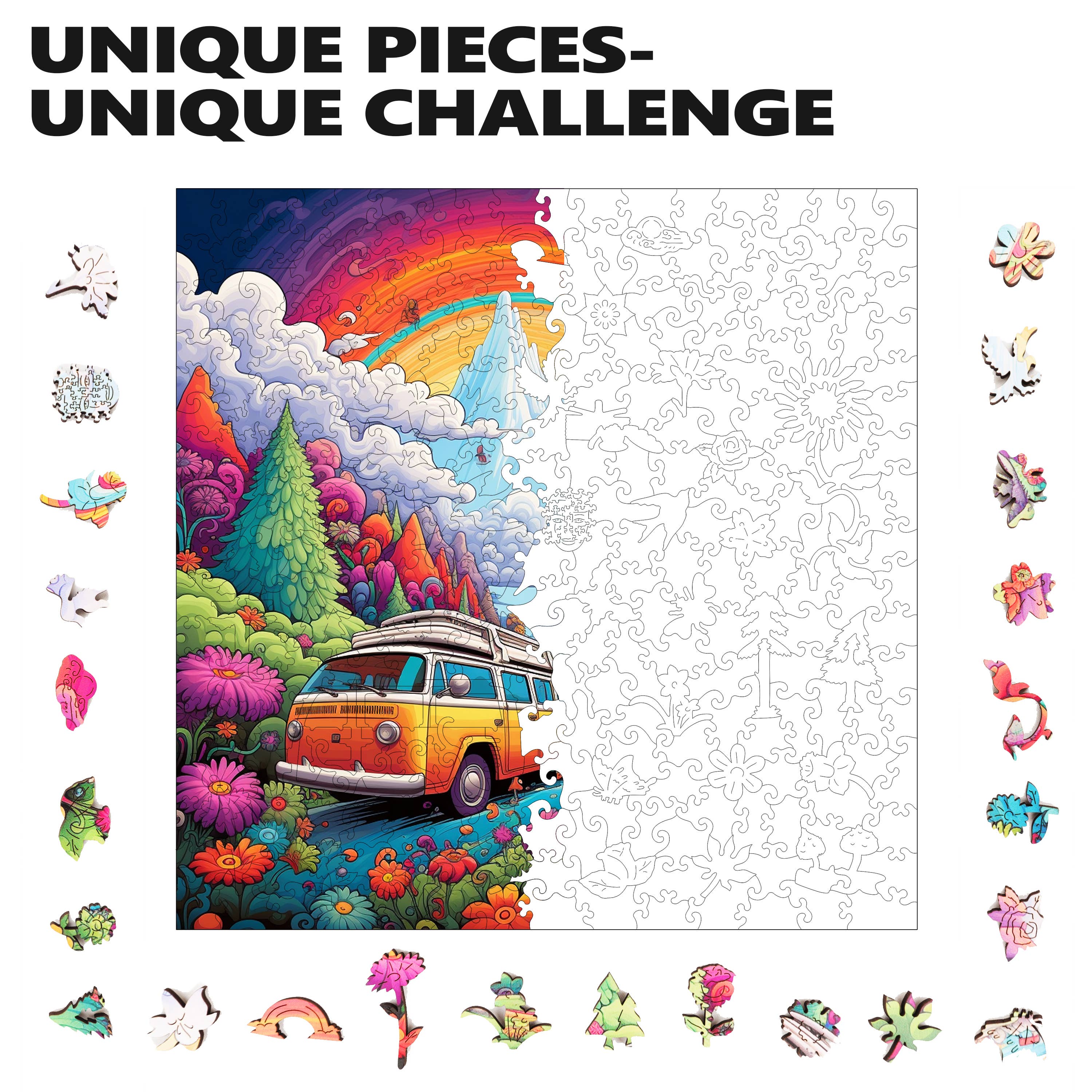 Trippy Puzzle Co - Wholesale Puzzle - Adult - Happy Highway Wooden Jigsaw Puzzle 300PC4