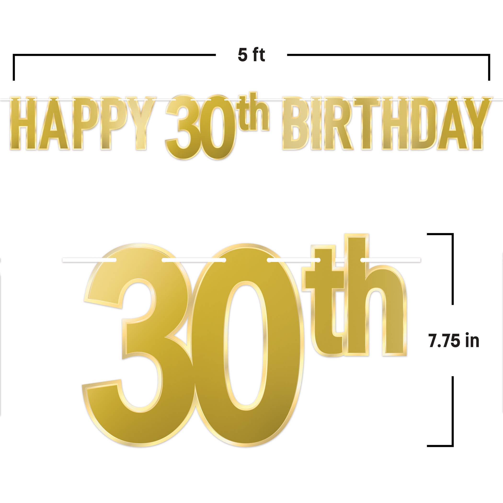Beistle - Wholesale Party Sign/Banner - Foil Happy "30th" Birthday Streamer, 7¾" x 5'2