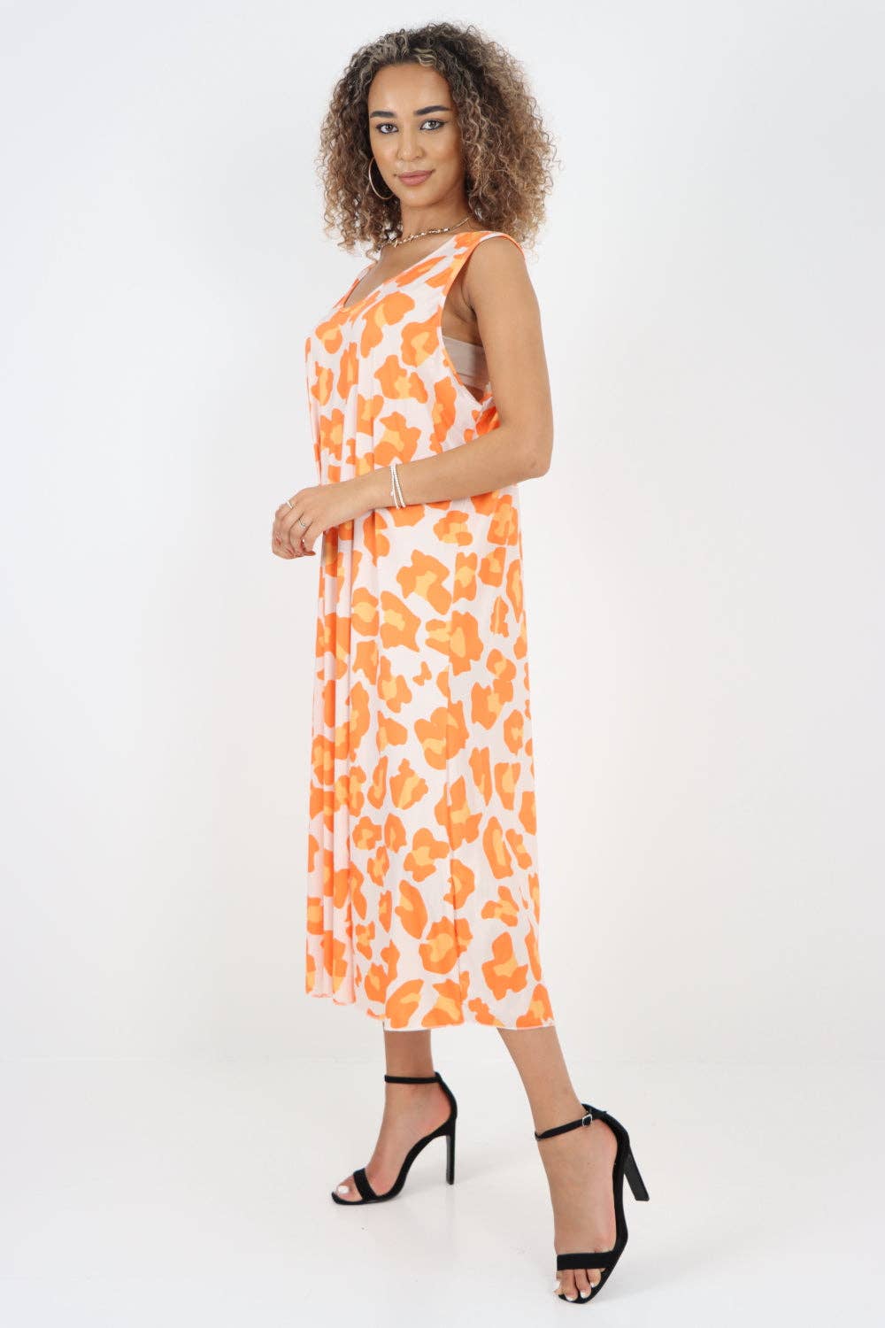 Miss Bold - Vendita all'ingrosso Vestito - Donna - Abito longuette senza maniche con stampa animalier italiana21