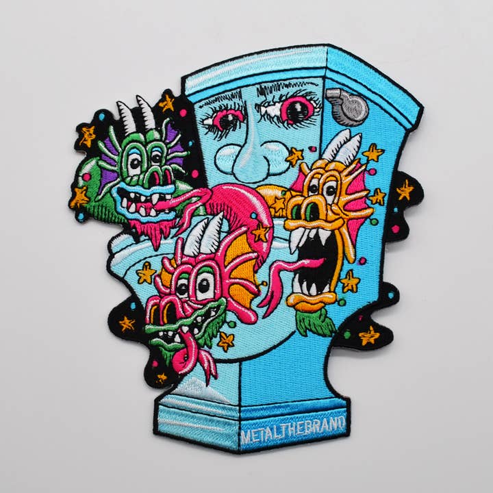 Metal the Brand - Wholesale Patch - Toilet Dragons - Embroidered Patch0
