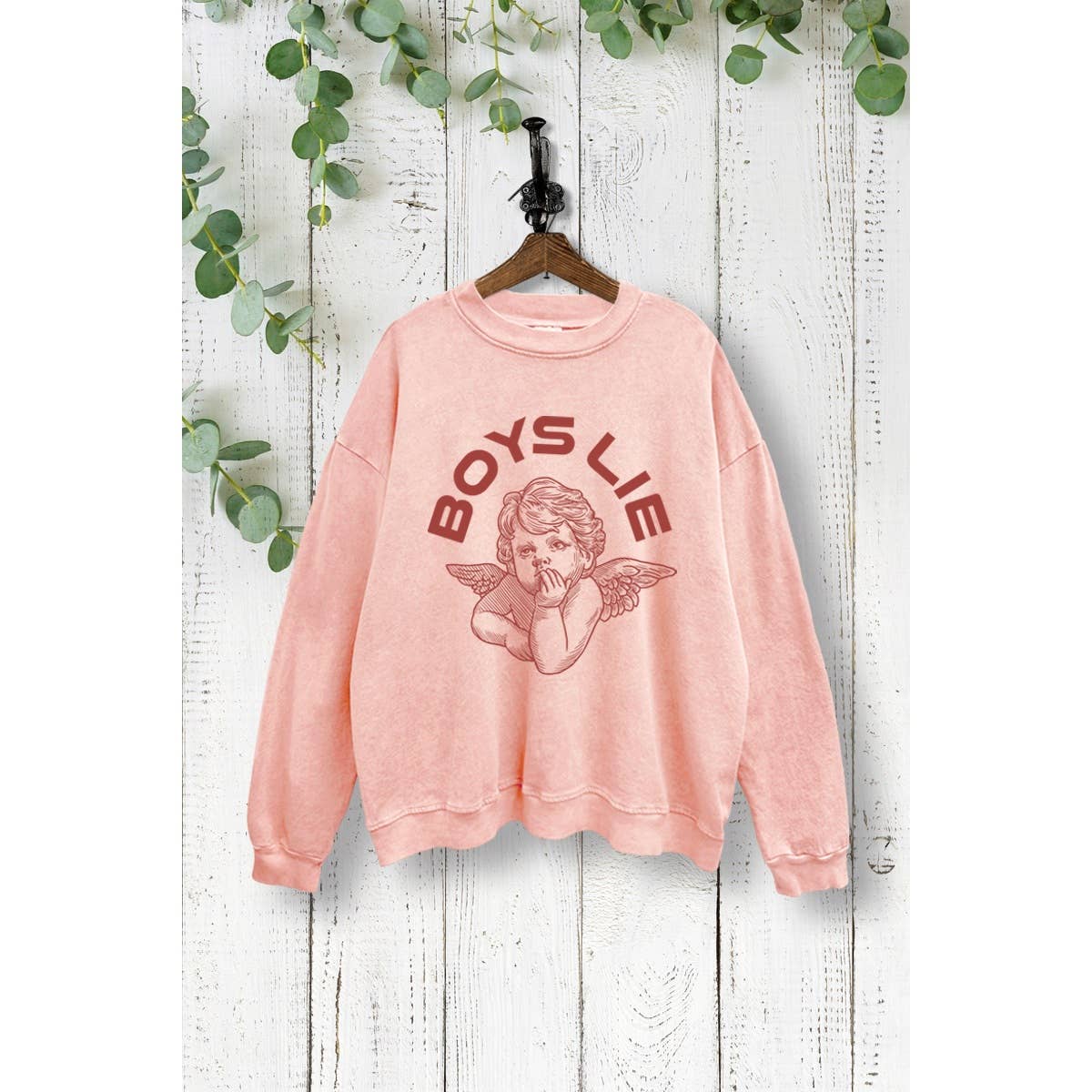 VINTAGE POINT USA - Wholesale Graphic Sweatshirt - Women's - BOYS LIE BABY ANGEL GRAPHIC PRINT MINERAL WASHED SWEATSHIRT5