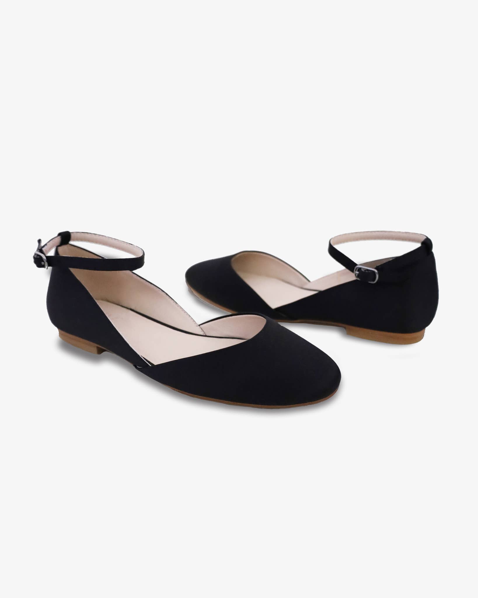 Kailee P. - Wholesale Flats – Women’s - Satin Round Toe Evening Flat with Ankle Strap