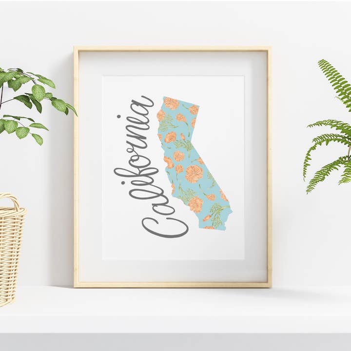 Kunstdruk van de staat Californië voor wholesale door Erica Catherine Illustration