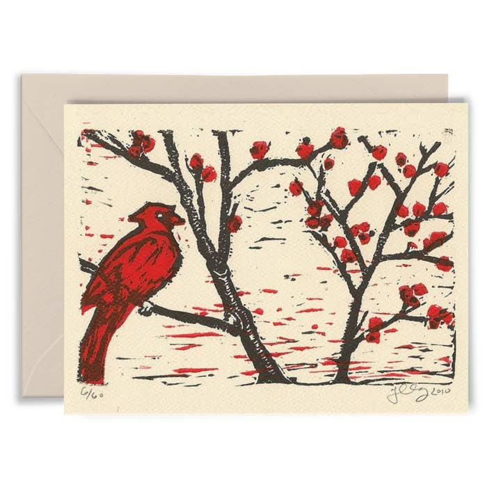 Cartão de felicitações "Pássaros & Bagas", A2, conjunto de 6 cartões - Jeanne Chowning por atacado de Apricity Press