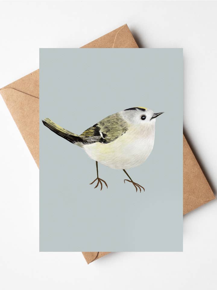 Goldcrest Card for wholesale by Susie Hamilton Art