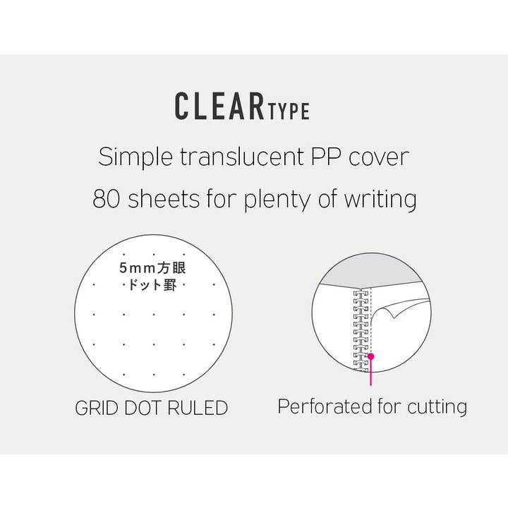 Hakubundo - Wholesale Notebook - Japanese/KOKUYO SOFT RING DOT RULED 80 SHEETS CLEAR NOTEBOOk