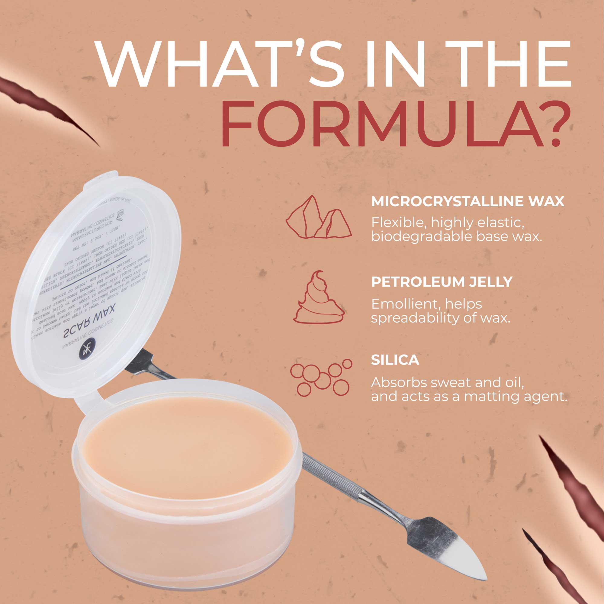 Narrative Cosmetics - Vendita all'ingrosso Pittura facciale - Bambini - Cera per cicatrici con spatola a doppia estremità, cera modellabile per tagli e lesioni realistici7