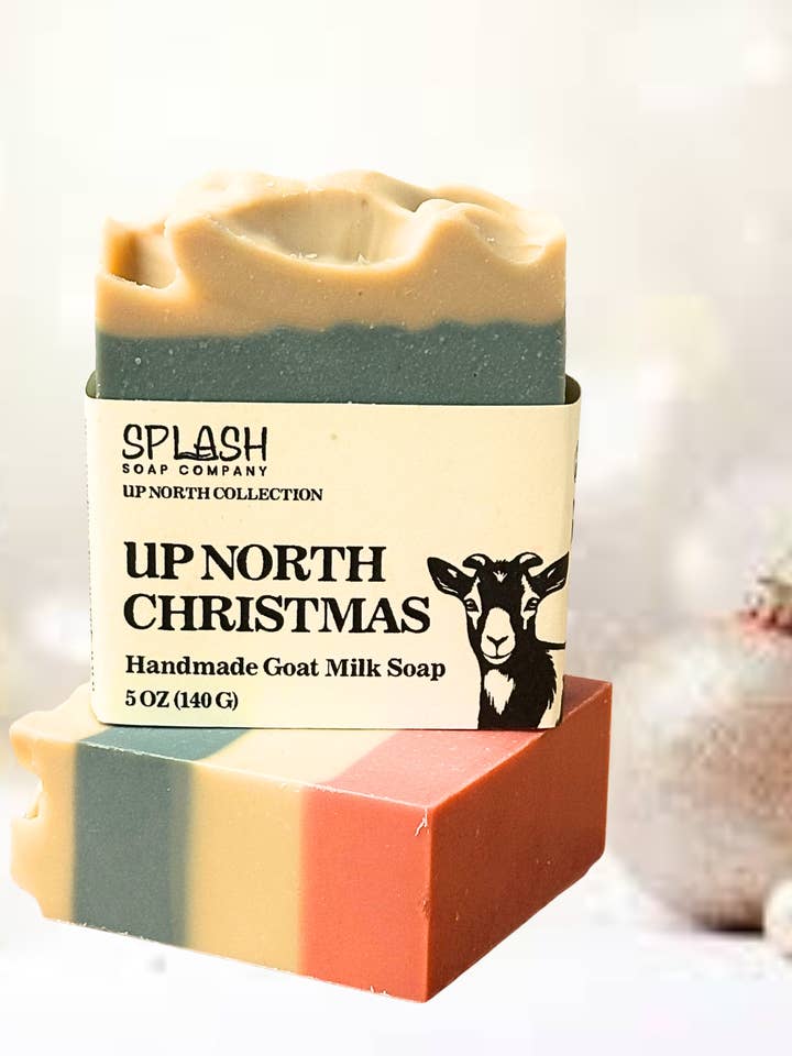 Up North Christmas Goat Milk Soap for wholesale by Splash Soap Company