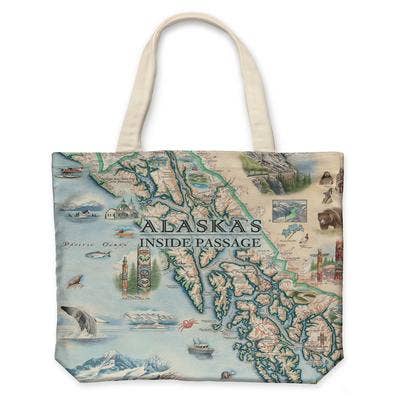 Alaska's Inside Passage Map Canvas Tote Bag – Reusable & Durable for wholesale by XPLORER MAPS