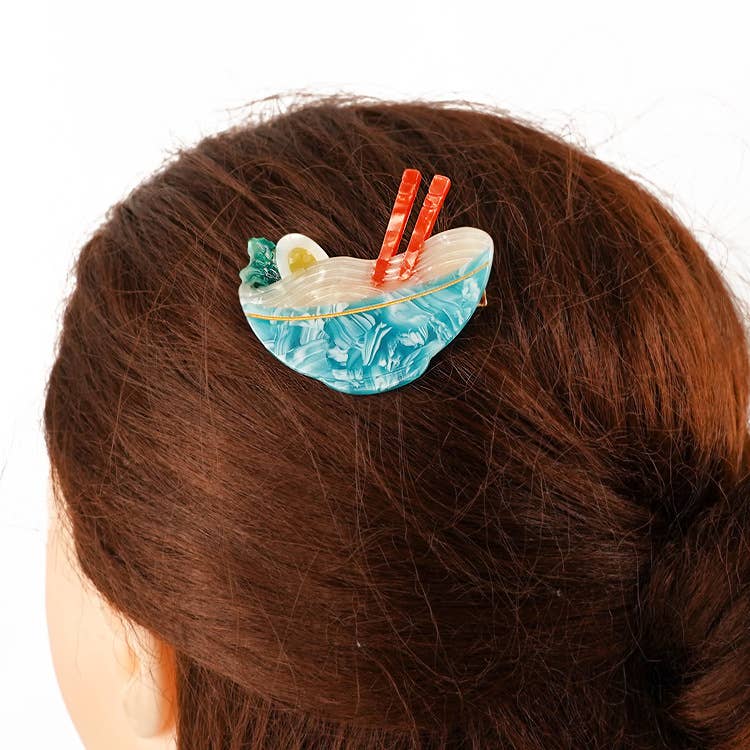 Blå Ramen Bowl Hårklor, Mat - Inspirerad Ramen Sidoklämma för wholesale på Faire2