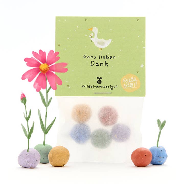 5 biglie di fiori nel sacchetto "Grazie mille" per la vendita all'ingrosso da parte di TDJ Stadtgärtner GmbH