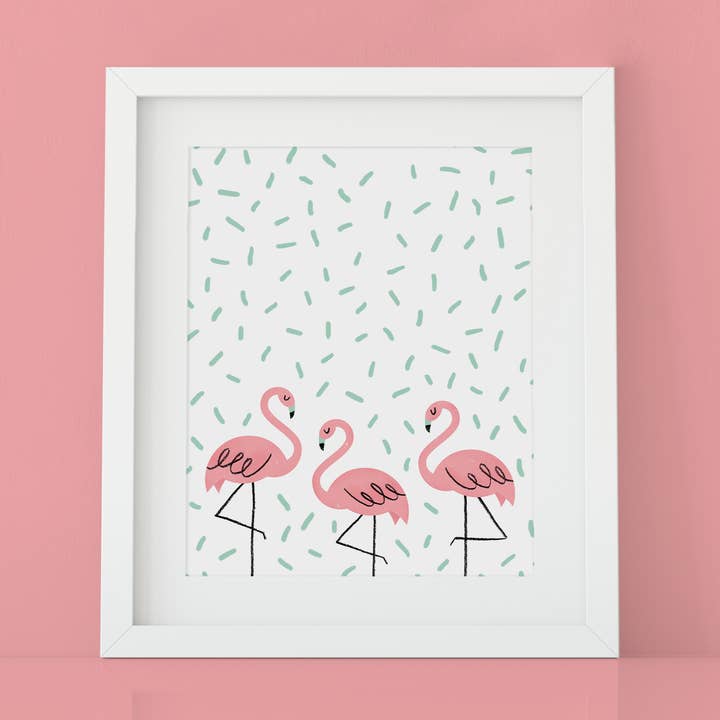 Lámina artística Flamingo de 8 x 10 pulgadas | Nursery & Kids para venta al por mayor de Natasia Makes