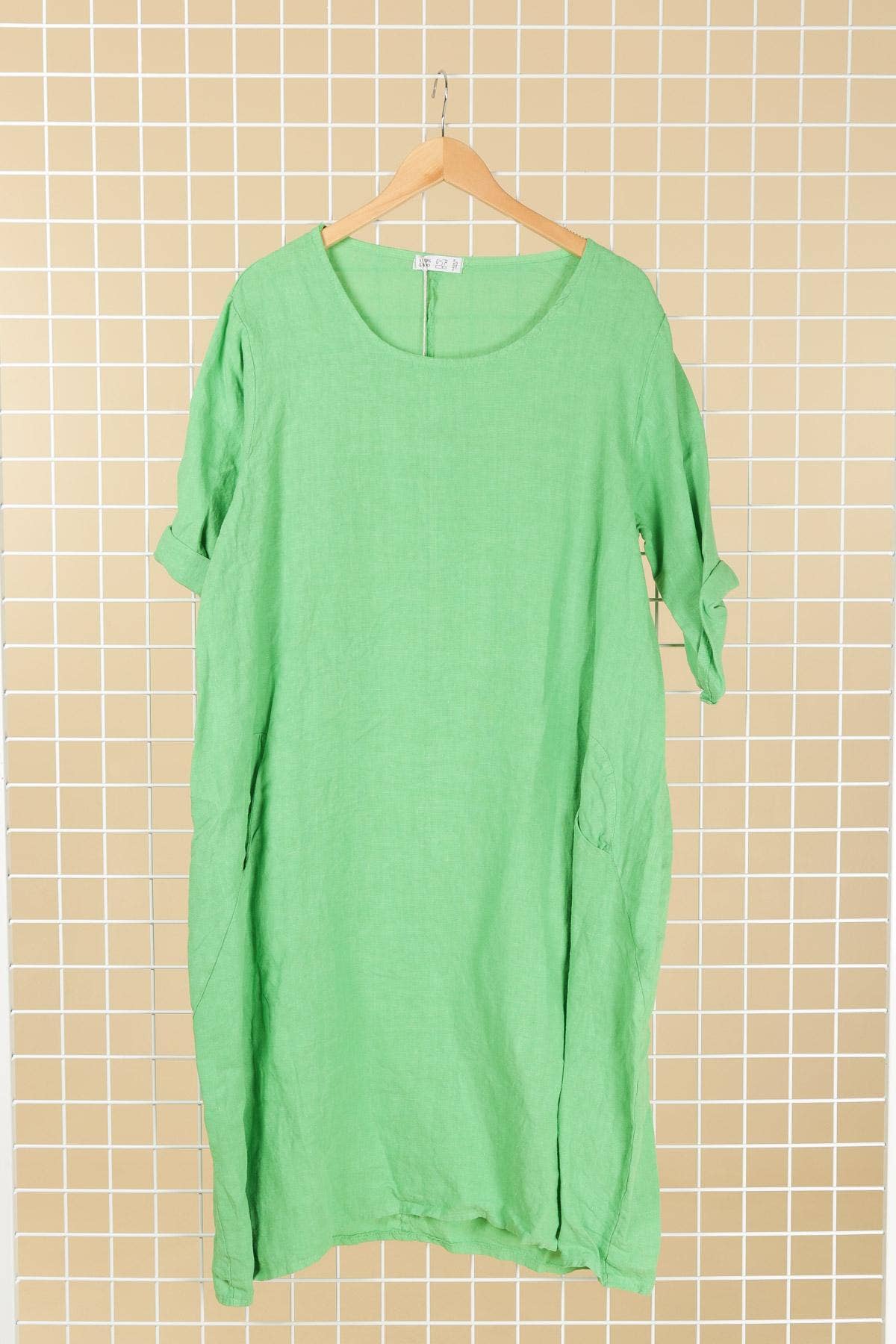 la maison des fibres naturelles - Wholesale Dress - Women's - Round neck dress in 100% linen 67614