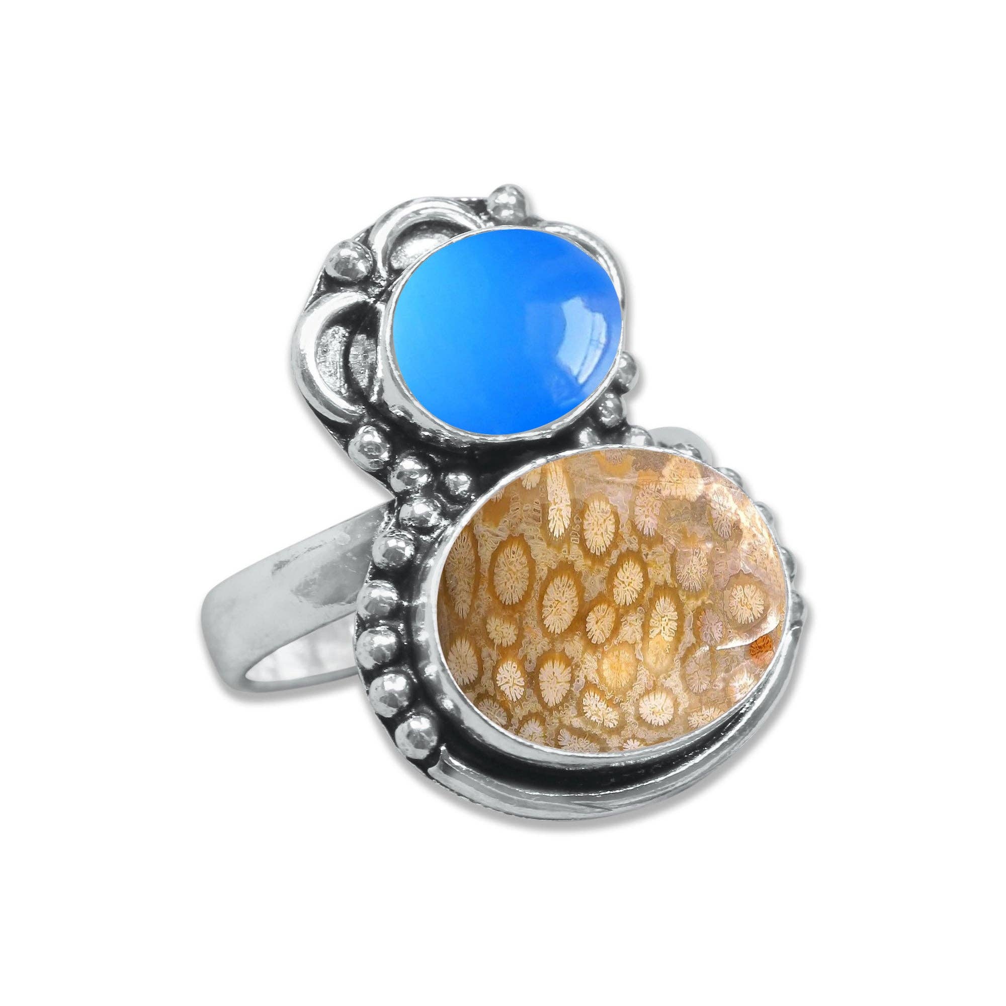 Handmade Jewels - Wholesale Cocktail/gelegenheidsring - Meerstenen Ringen – Handgemaakt, Zilvergeplateerd, Boho Stijl (Vaste Maten US 6–10)3