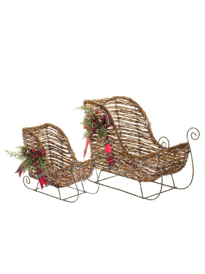 NEW-Pair Of Brown Sleighs Accent for wholesale by Starlight Collection