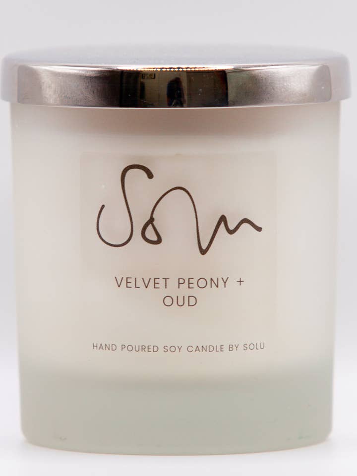 Velvet Peony + Oud Soy Wax Candle for wholesale by Solu Candles