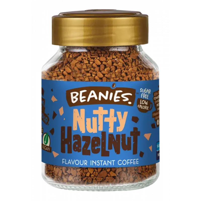Beanies The Flavour Co. Ltd – Engroshandel Instant kaffe/espresso – Beanies 50 g instantkaffe med hasselnøddesmag1