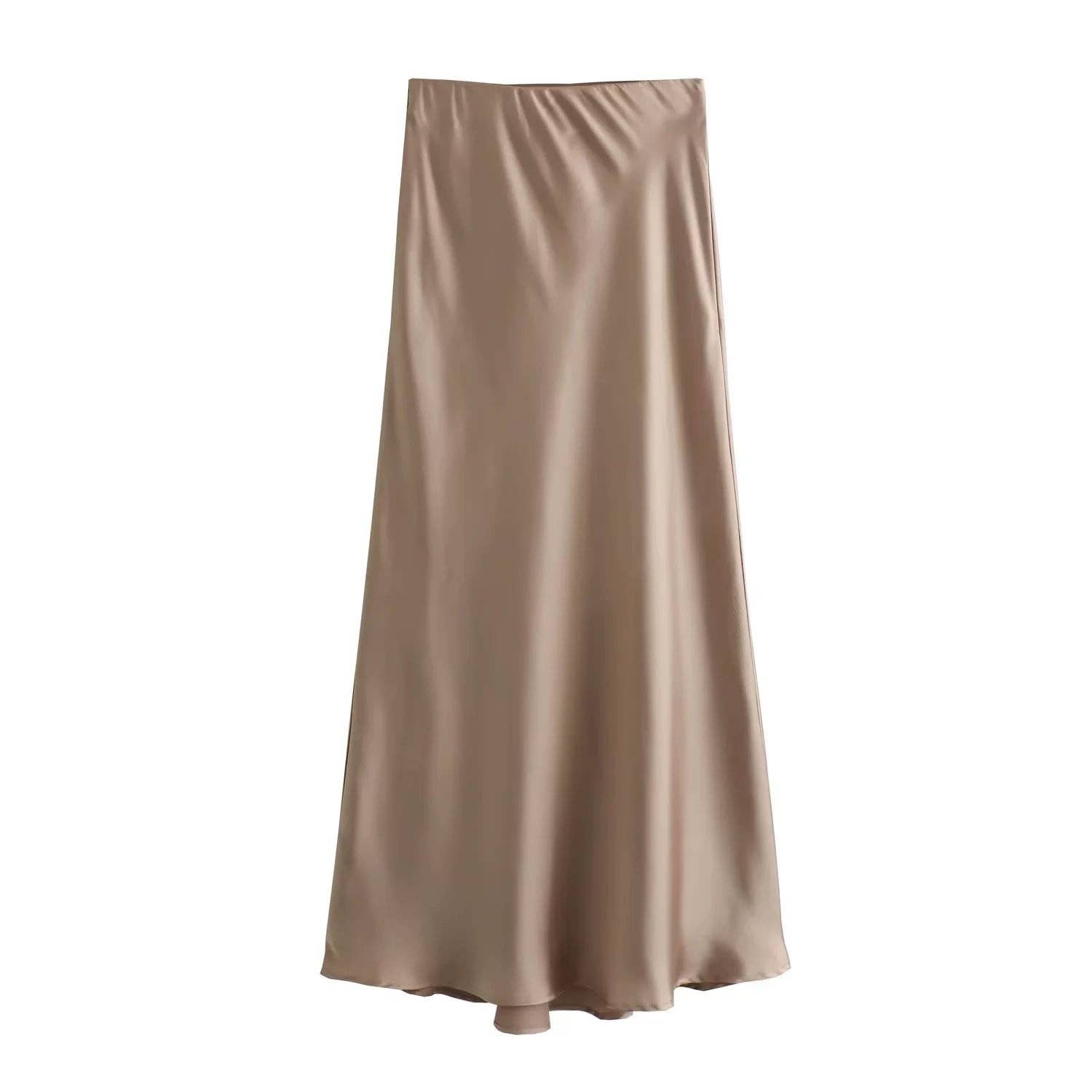 Sweetkama – wholesale Skirt – Women’s – Ladies Solid Color Satin Midi Skirt 551521