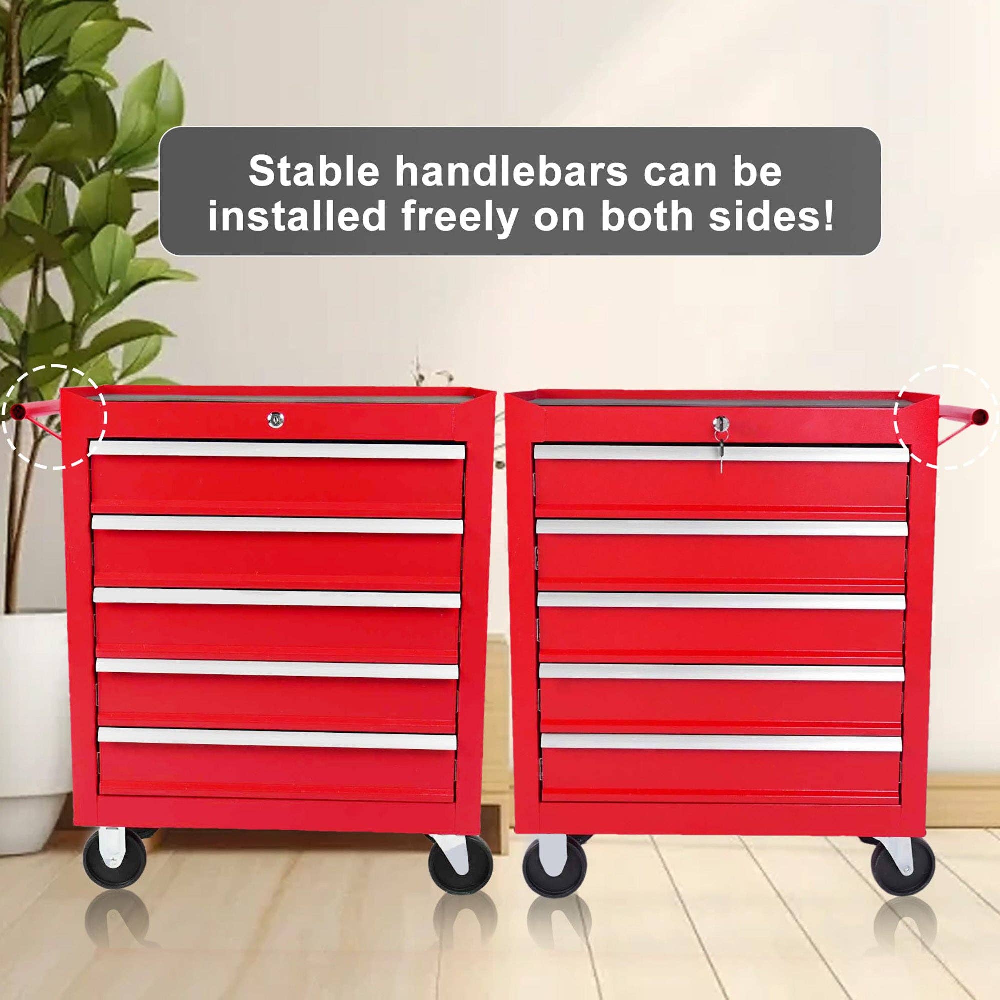 39F Inc. - Wholesale Tool Set - 5-Drawer Red Steel Rolling Tool Chest with Locking System3