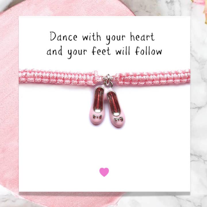 Ballet Shoes Friendship Bracelet & Message Card for wholesale by Aye Do Gifts