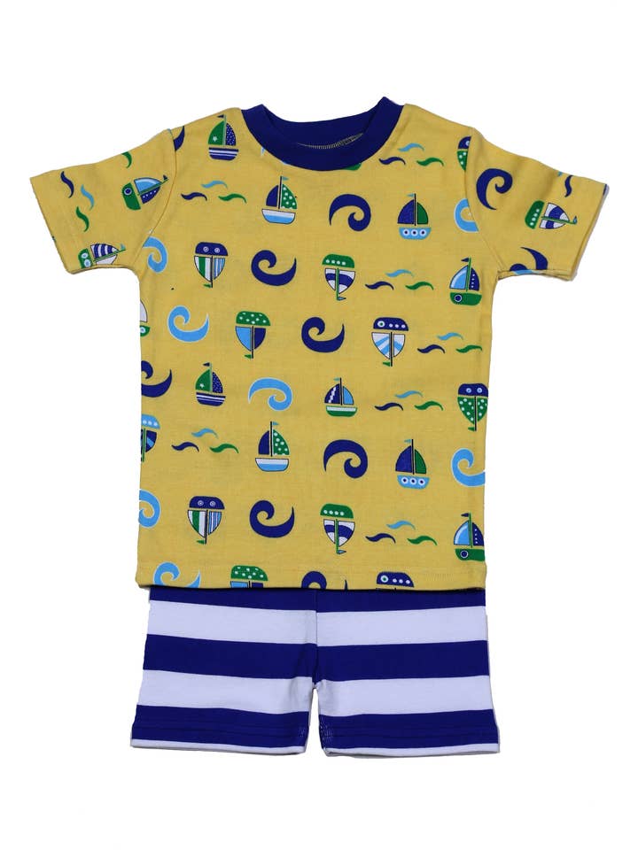 Sailboats N' Waves PJ Short Set for wholesale by New Jammies