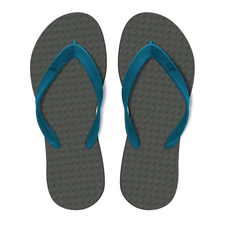 Green Flip Flops - Wholesale Flip Flops - Men's - Men's Sustainable Flip Flops Grey with Navy Straps