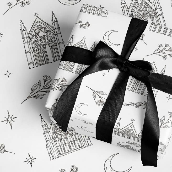 Moonlit Cathedral Wrapping Paper for wholesale by MagicMerchEmporium