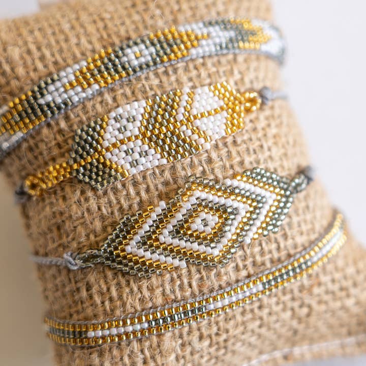 Bali Queen - Wholesale Beaded Bracelet - Boho Burlap Seed Beed Bracelet 4-Pack