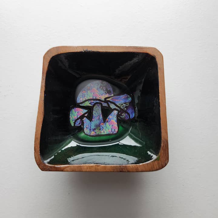 Tigela de Bugigangas de Cogumelo de Madeira de Acácia e Resina por atacado de Blue Bourbon Designs