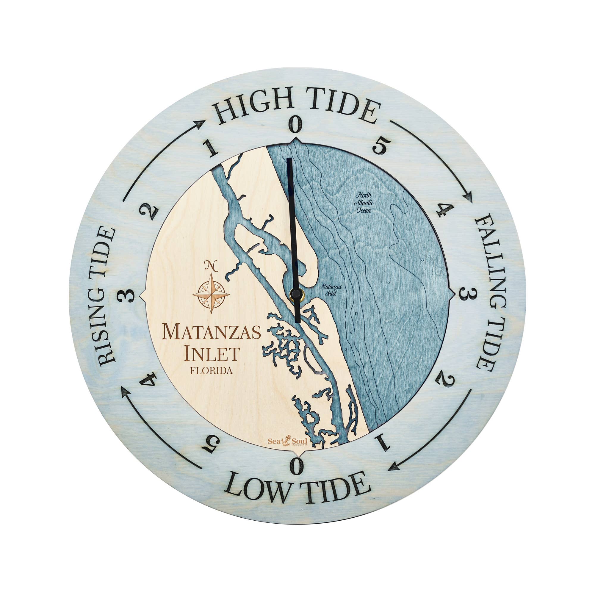 Sea & Soul Nautical Chart Art - Wholesale Wall Clock - Florida East Coast Nautical Chart Tide Clock-Many Locations114