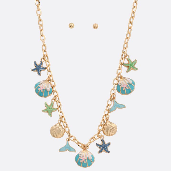 JOIA ACCESSORIES - Wholesale Pendant/Charm Necklace - 2219883 METAL SEA LIFE CHARM NECKLACE