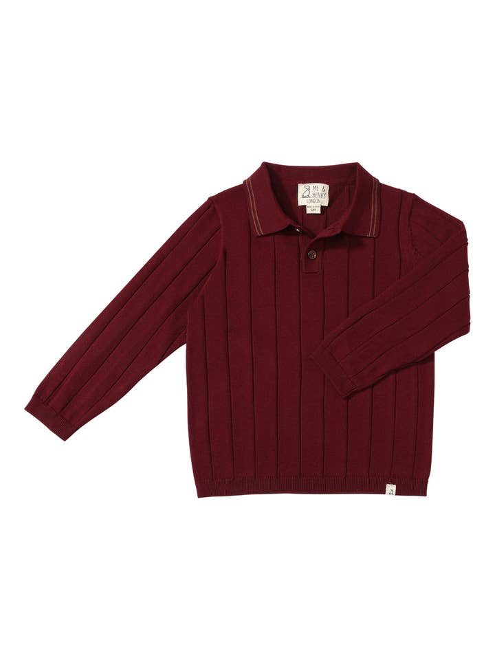 JAYDEN Knitted Polo Burgundy for wholesale on Faire