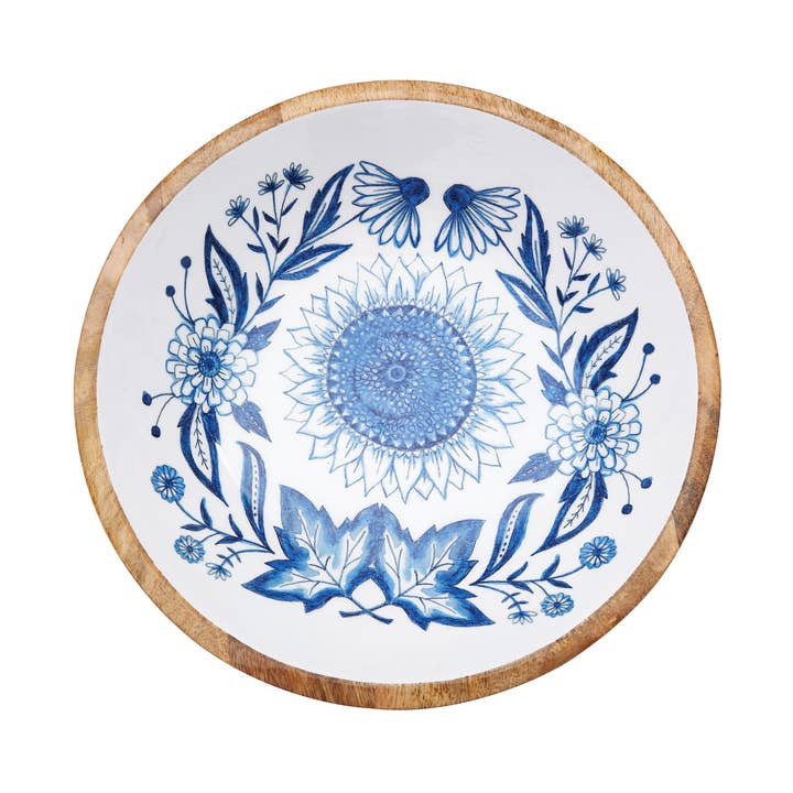 Fall/Harvest Blue Sunflower Serving Bowl for wholesale by C&F Home