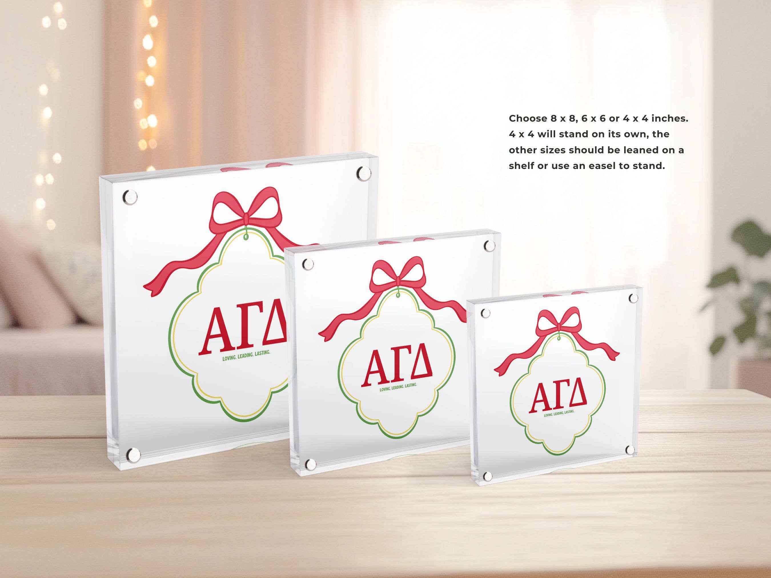 Aspen and Lark - Wholesale Decorative Tabletop Object - Alpha Gamma Delta - Scallop Acrylic Block2