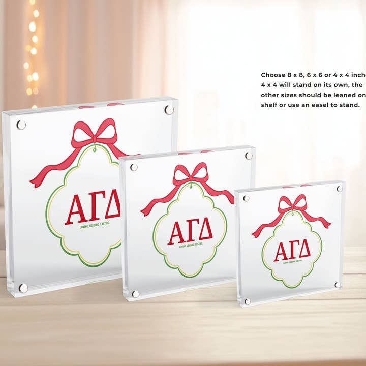 Aspen and Lark - Wholesale Decorative Tabletop Object - Alpha Gamma Delta - Scallop Acrylic Block2