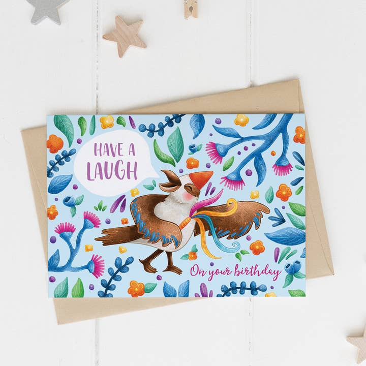 Stray Leaves – Großhandel Geburtstagskarten – Australische Kookaburra-Geburtstagskarte, recyceltes Tiermotiv3