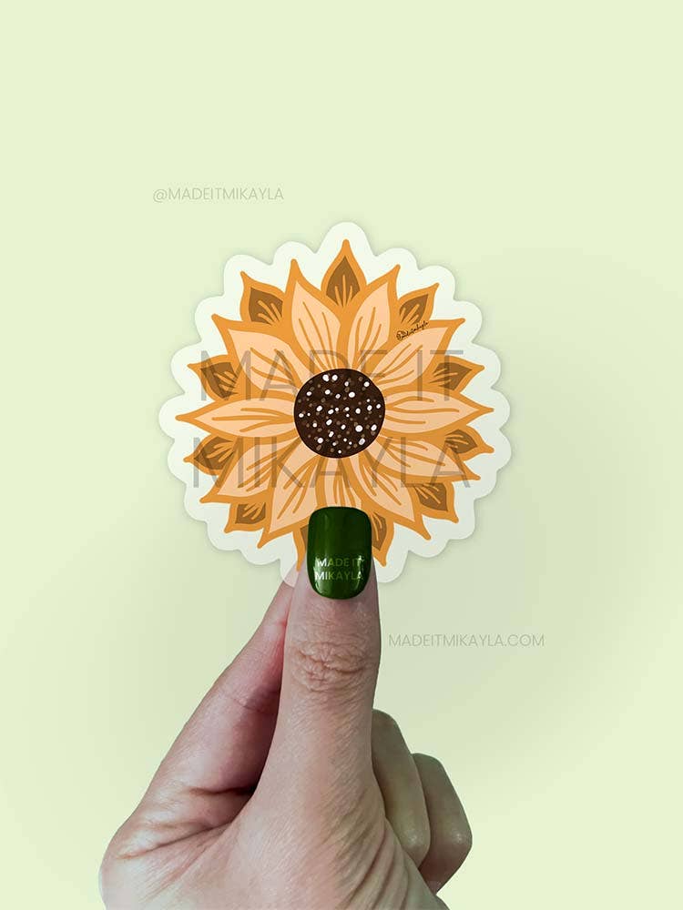 MadeItMikayla - Wholesale Sticker - CLEAR Sunflower Sticker1