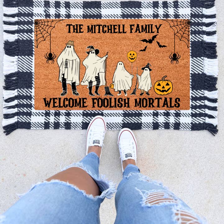 Personalized Ghost Family Doormat for wholesale by The Simply Rustic Barn LLC