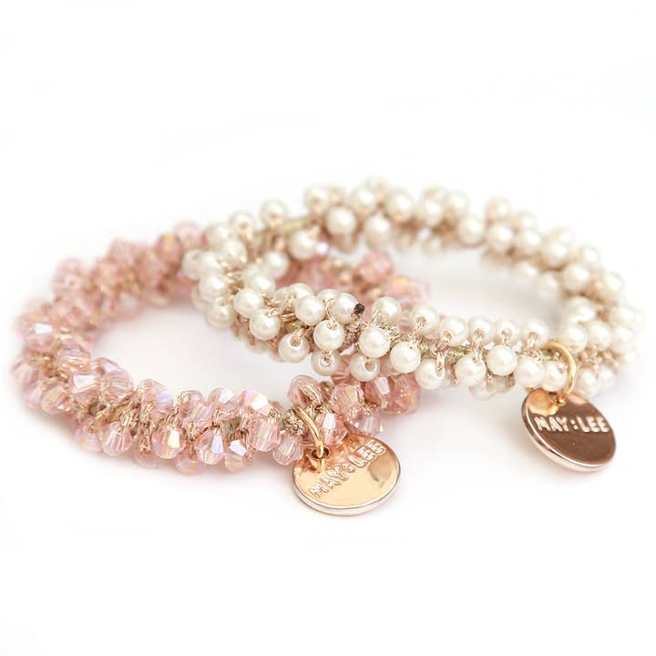 Set di elastici per capelli glamour da 2 crema rosé per la vendita all'ingrosso da parte di Love Ibiza