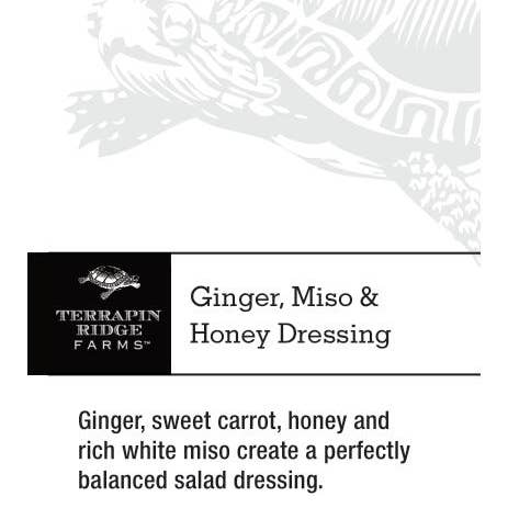 Vinaigrette au gingembre, miso et miel Shelf Talker pour la vente par Terrapin Ridge Farms