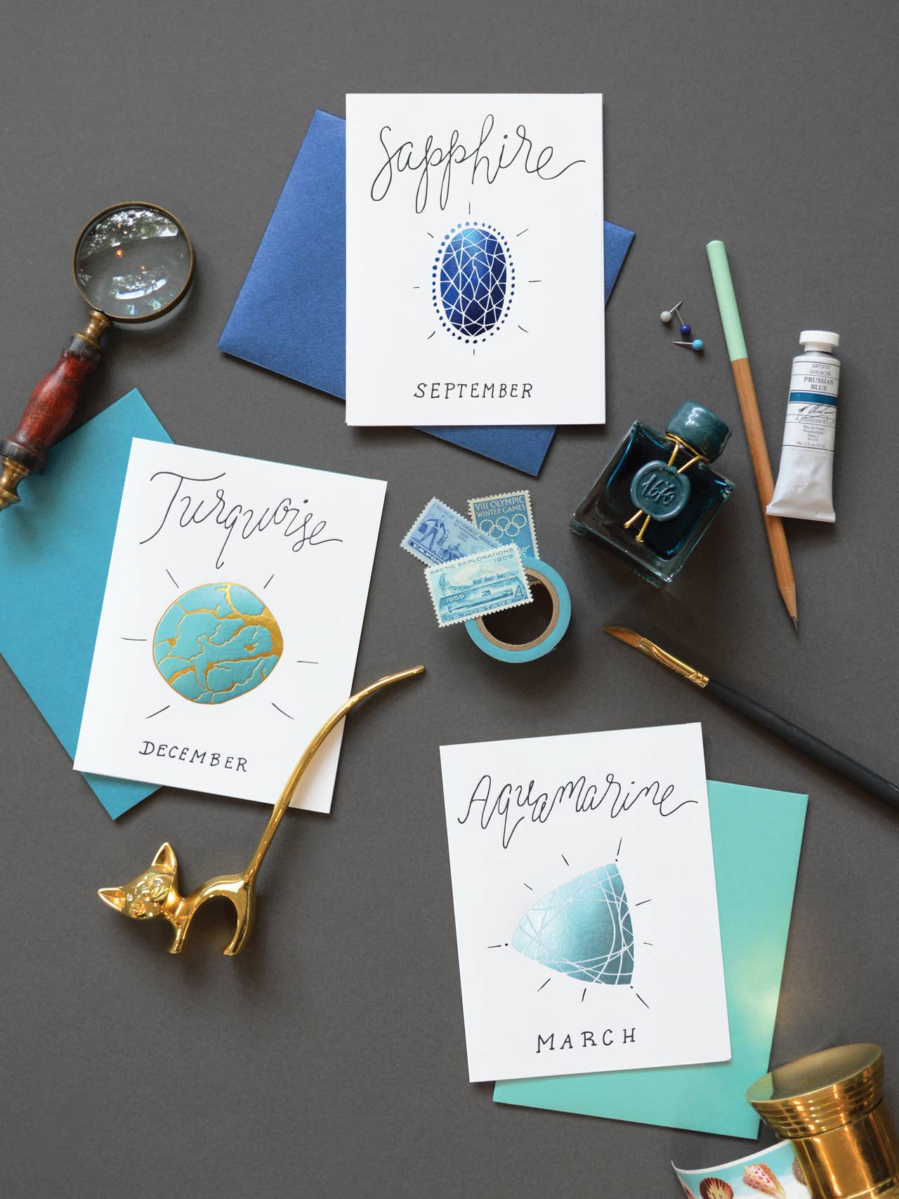 Wild Ink Press - Wholesale Birthday Card - Aquamarine - March Gemstone Birthday Card1