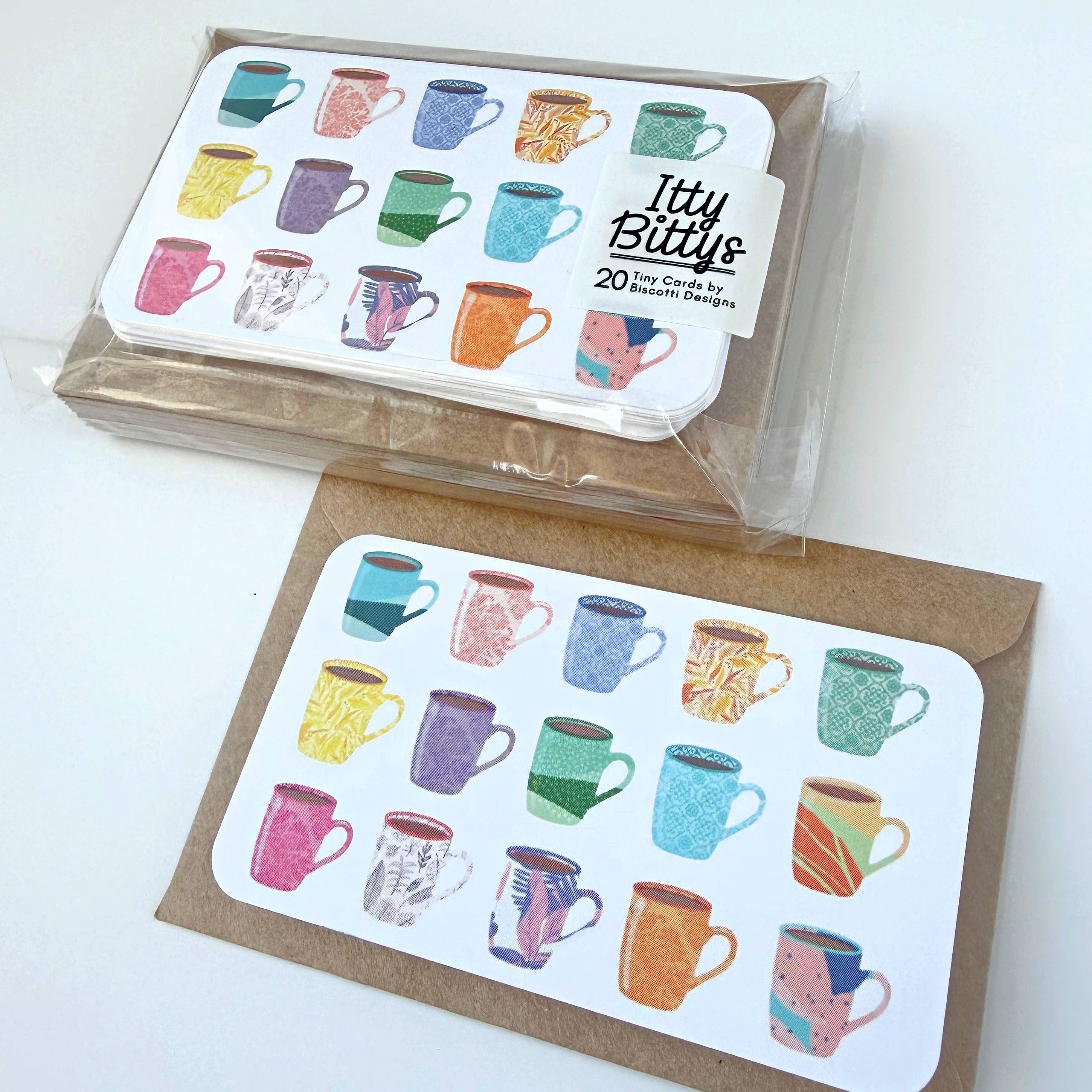Biscotti Designs - Wholesale Stationery/Notecard Set - Coffee Mugs - Itty Bitty 20 Mini Card Set4