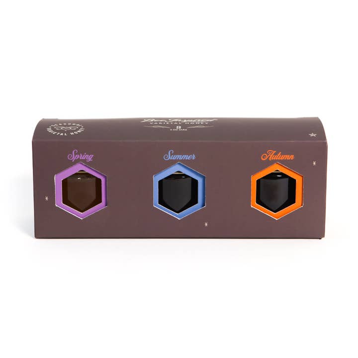 Seasonal Honey Tasting Trio | 3 Jars of 3oz Honey Varietals for wholesale by Bee Inspired