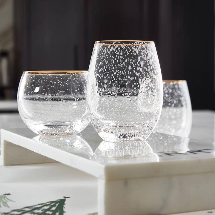 Santa Barbara Design Studio by Creative Brands - Wholesale Wine Glass - Gold Rimmed Stemless Wine Glass