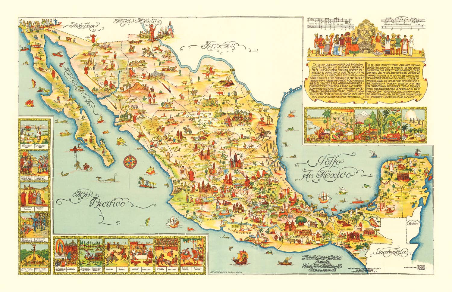 Ted's Vintage Art - Wholesale Map - Vintage Map of Mexico 19314