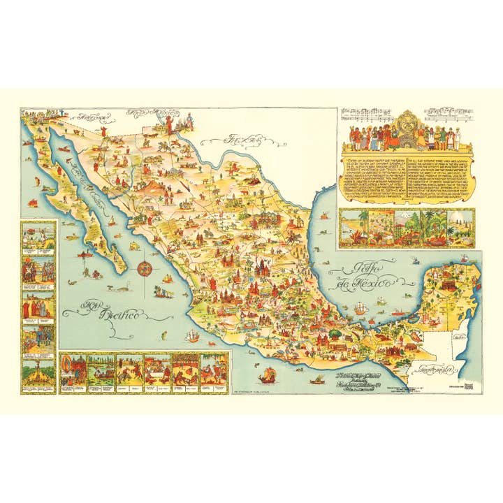 Ted's Vintage Art - Wholesale Map - Vintage Map of Mexico 19314