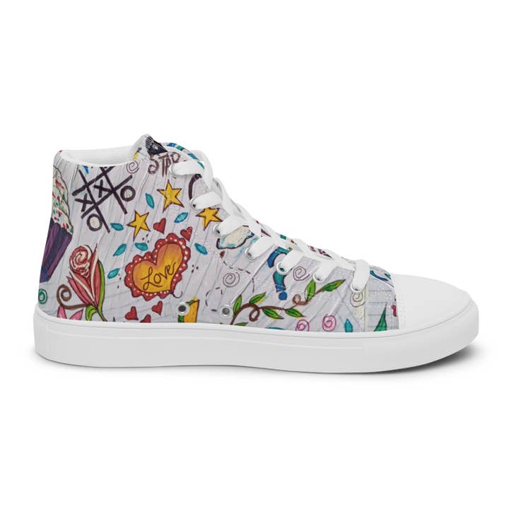 Notebook Doodle High-Top Sneaker for wholesale by Off the Canvas Collection, LLC