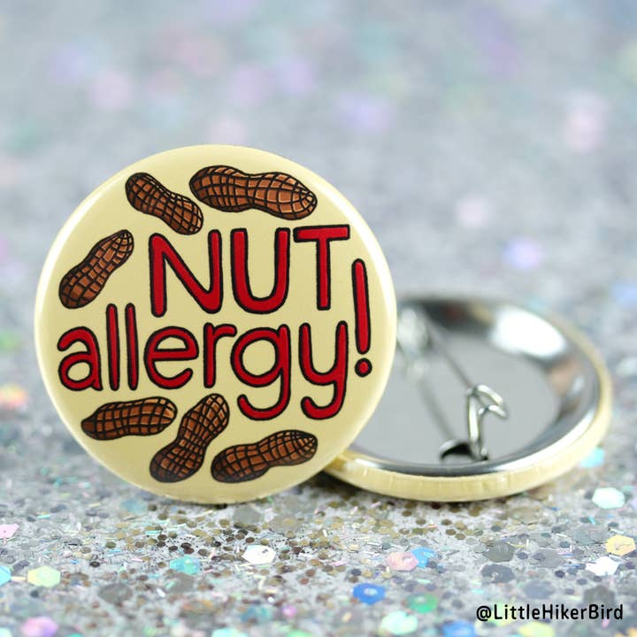 Nut Allergy Button Pin for wholesale by Little Hiker Bird