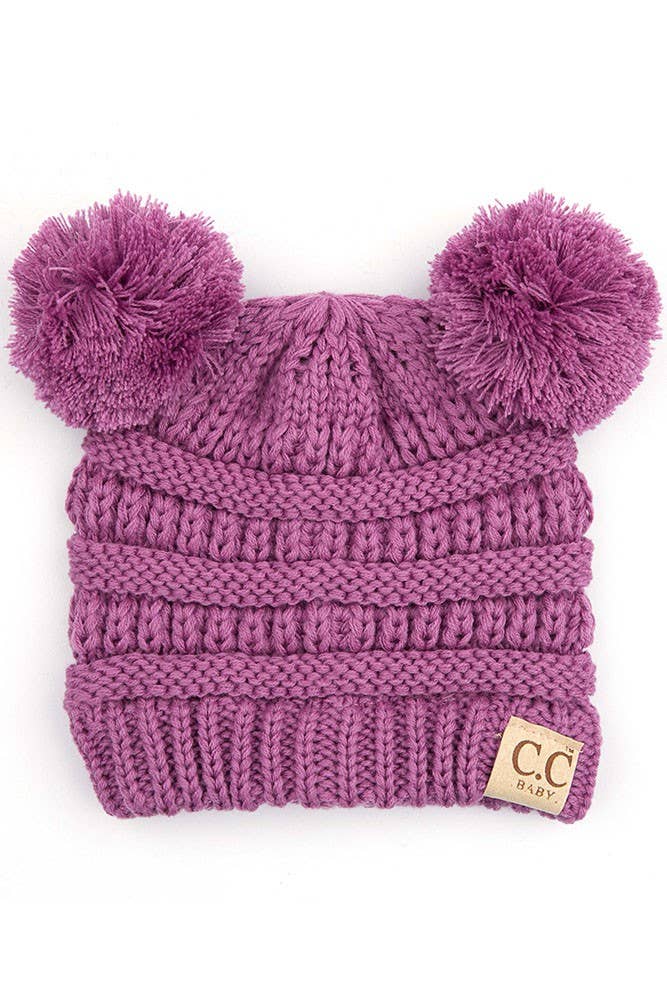 Hana - Venta al por mayor Gorro de lana - Niños - Gorro de punto C.C Baby con pompones dobles0